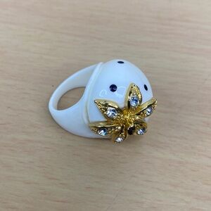 White plastic  Gold Floral Ring
